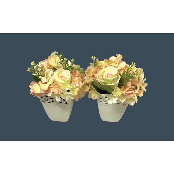 SET OF 2 ARTIFICIAL FLORAL ARRANGEMENTWITH CREAM FLOWERPOT - Picture 2 of 5